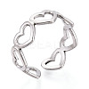 Non-Tarnish 304 Stainless Steel Open Heart Wrap Cuff Ring for Women RJEW-S405-194P-1