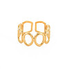 Ion Plating(IP) 304 Stainless Steel Open Geometry Wrap Cuff Ring for Women RJEW-S405-166G-1
