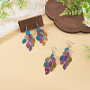 2 Pairs 430 Stainless Steel Leaf Dangle Earrings EJEW-TA0001-83B-7
