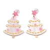 Glitter Star Christmas Tree Acrylic Dangle Stud Earrings EJEW-L203-12A-1