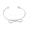 Non-Tarnish Bowknot 304 Stainless Steel Open Cuff Bangles for Women BJEW-Z064-04P-2
