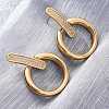 Brass Micro Pave Clear Cubic Zirconia Ring Dangle Stud Earrings EJEW-F374-01G-4