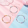 3Pcs Natural Mixed Gemstone & Cultured Freshwater Pearl Beads Braided Bead Bracelets for Women BJEW-JB12666-2