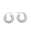 304 Stainless Steel Twist Ring Hoop Earrings EJEW-Z146-01P-01-2
