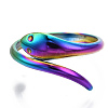 304 Stainless Steel Snake Cuff Ring RJEW-N038-113M-3