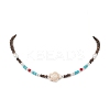 Summer Beach Synthetic Turquoise & Natural Coconut Beaded Neklaces NJEW-JN05208-02-2