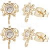 6 Pairs Sun Rack Plating Brass Micro Pave Cubic Zirconia Stud Earring Findings KK-BBC0010-98-1