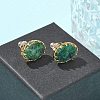 304 Stainless Steel Turquoise Oval Stud Earrings for Women EJEW-R010-01G-03-2