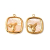 304 Stainless Steel Pave Natural Shell Pendants STAS-Z145-07G-02A-1