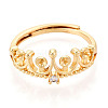 Crown Brass Micro Pave Cubic Zirconia Cup Peg Ring Settings KK-N274-09G-2