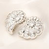 Rack Plating Shell Shape Brass Micro Pave Clear Cubic Zirconia Stud Earrings EJEW-H143-27P-2