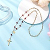 3Pcs 3 Styles Natural Carnelian & Green Aventurine & Tiger Eye Round Rosary Bead Necklaces NJEW-JN05574-4