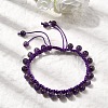 Adjustable Natural Amethyst Beads Braided Bead Bracelets for Men Women BJEW-L713-B06-2