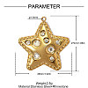 304 Stainless Steel with Crystal Rhinestone Pendants RB-OY001-24G-2