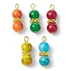 Baking Paint Glass Round Beaded Pendant PALLOY-JF02270-01-1
