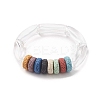 Natural Lava Rock Flat Round & Acrylic Beaded Stretch Bracelet for Women BJEW-JB09253-1