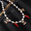 Brass Micro Pave Clear Cubic Zirconia Beaded Necklaces NJEW-Z059-06G-02-3