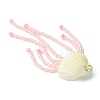 Natural Clam Shell & Glass Pearl & Glass Seed Beaded Big Pendants PALLOY-MZ00298-03-4