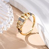 Brass Micro Pave Clear Cubic Zirconia Cuff Finger Rings for Women RJEW-C116-12G-2