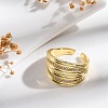 Rack Plating Brass Micro Pave Clear Cubic Zirconia Open Cuff Finger Rings for Women RJEW-M028-92G-3