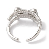 Bowknot Brass Micro Pave Clear Cubic Zirconia Open Cuff Rings for Women LS-RJEW-C098-02P-3