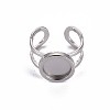 Non-Tarnish 201 Stainless Steel Cuff Pad Ring Settings LS-X-STAS-S080-040A-P-2