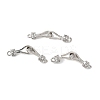 Rack Plating Brass Micro Pave Clear Cubic Zirconia Fold Over Clasps KK-S384-15P-1