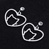 201 Stainless Steel Kitten Dangle Stud Earrings EJEW-T008-JN740-1