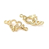 Rack Plating Brass Cubic Zirconia Double Heart Connector Charms KK-C084-32D-G-2