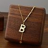 304 Stainless Steel Initial Pendant with Dice Tassel Necklaces FS-WGD823D-02-2