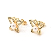 Butterfly Brass Micro Pave Clear Cubic Zirconia Stud Earrings EJEW-C154-03G-4