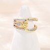 Brass Micro Pave Cubic Zirconia Cuff Rings for Women RJEW-C140-09G-1