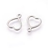 Tarnish Resistant 304 Stainless Steel Open Heart Charms STAS-F187-05P-1
