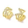 Brass Micro Pave Clear Cubic Zirconia Cuff Earrings for Women EJEW-I305-42G-1