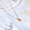 1Pc Stainless Steel Embossed Flower Oval Pendant Necklaces for Women NJEW-LP0002-92-3