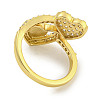 Heart & Virgin Mary Rack Plating Brass Micro Pave Cubic Zirconia Cuff Rings for Women RJEW-F162-11G-3