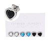 3 Pairs 3 Colors 304 Stainless Steel Heart Stud Earrings for Women EJEW-K279-07P-01-1