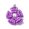 Glass Seed Beaded Daisy Pendants PALLOY-MZ00462-04-1