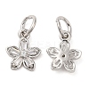 Rack Plating Brass Pave Clear Cubic Zirconia Flower Charms KK-Z026-11P-1
