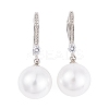Rack Plating Brass Cubic Zirconia ABS Pearl Earring Hooks EJEW-S219-16P-07-1