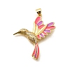 Rack Plating Brass Micro Pave Cubic Zirconia Enamel Pendants X-KK-L226-002G-01-1