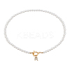 1Pc Brass Clear Cubic Zirconia Letter Pendant Necklaces NJEW-LP0001-32R-1