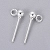 304 Stainless Steel Ball Stud Earrings Findings STAS-P227-17S-2