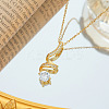 Spiral Shaped 304 Stainless Steel Micro Pave Clear Cubic Zirconia Pendant Necklaces FS-WG74725-01-2