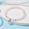 Natural Rose Quartz Round Beaded Stretch Bracelets BJEW-JB09727-03-2