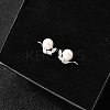 925 Sterling Silver Clear Cubic Zirconia Leaf Stud Earrings EJEW-L300-08P-2