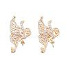 Brass Pave Clear Cubic Zirconia Pendants KK-N232-444-2