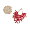 Glass Seed Beaded Imitation Coral Pendants PALLOY-MZ00938-03-2