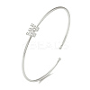 Rack Plating Brass Micro Pave Clear Cubic Zirconia Letter Open Cuff Bangles BJEW-A018-01P-W-1