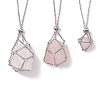 3 Pcs 201 Stainless Steel Crystal Stone Cage Pendant Necklaces NJEW-JN04749-2